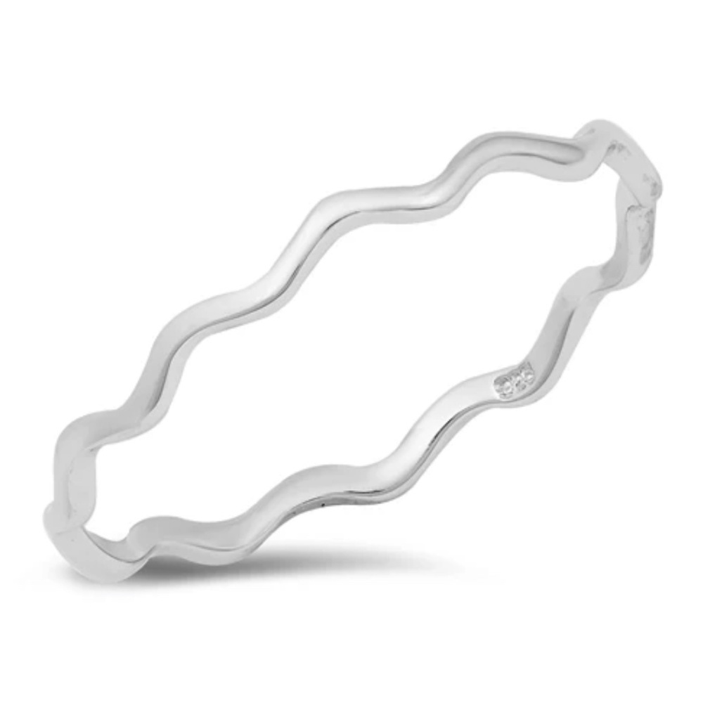 Sterling Silver Wavy Ring – Size 7.5